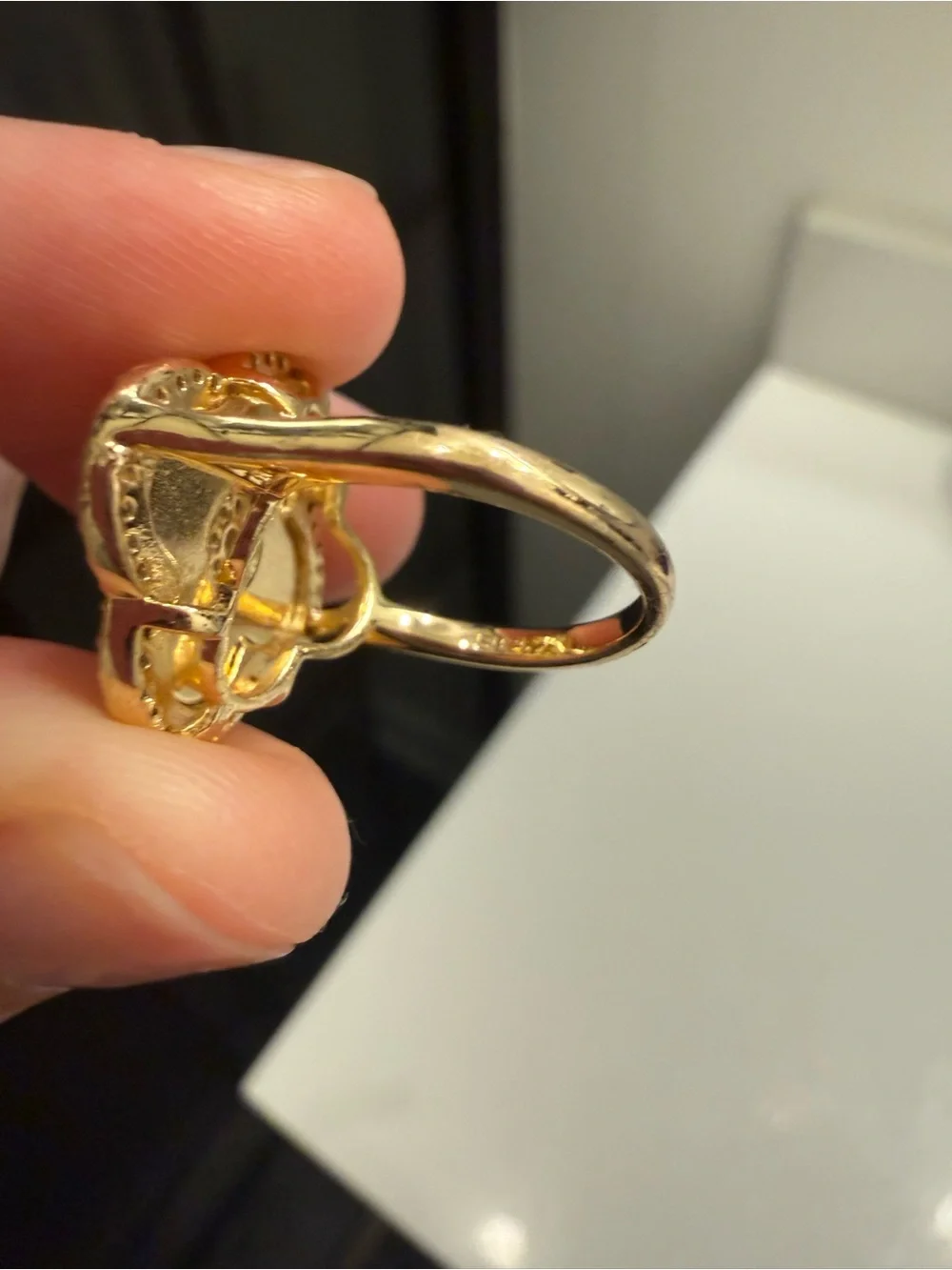 Gold Flower Halo Ring with Center Stone